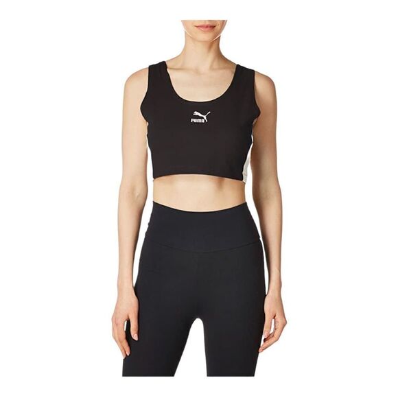 Puma Women’s Plus Size Black/White Iconic T7 Bralette Sports Bra Size 1X - Picture 1 of 7